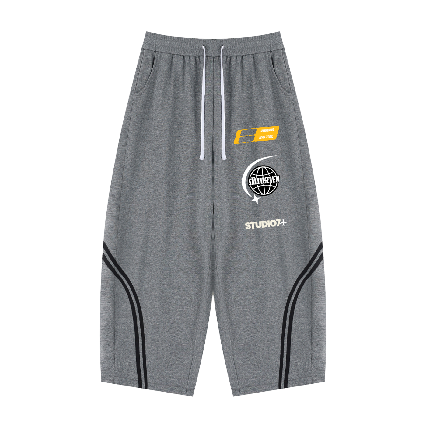 unisex wide leg piping sweats