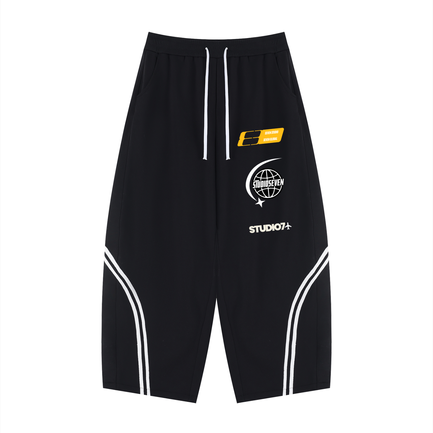 unisex wide leg piping sweats